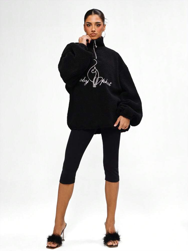 BABYPHAT Bluza polarowa z logo Sherpa zapinana na suwak, z przyjemną fakturą i nadrukiem na klatce piersiowej, zapewniająca wygodę i swobodny styl jesienią i zimą