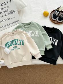 Genkimix Kids 3pcs Young Boys Letter Print Casual Stylish Crew Neck Sweatshirts