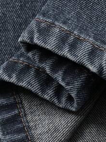 DAZY Quần jeans nữ dáng suông ống loe, cạp trung bình, kiểu dáng thường ngày. - Rửa trung bình - Xem 7