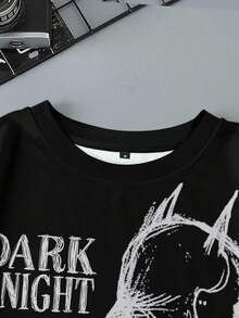 BATMAN X SHEIN Sudadera casual de hombre con gráfico de letras y figuras para otoño - Blanco - Ver 6