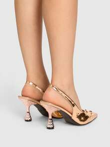ROMWE Women's Pointed Toe Metal Starfish Decor Everyday Versatile Fashion High Heels - Champagne - View 5