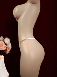 SHEIN 1 件女士时尚链条设计性感蝴蝶丁字裤 - 白色 - 查看 4