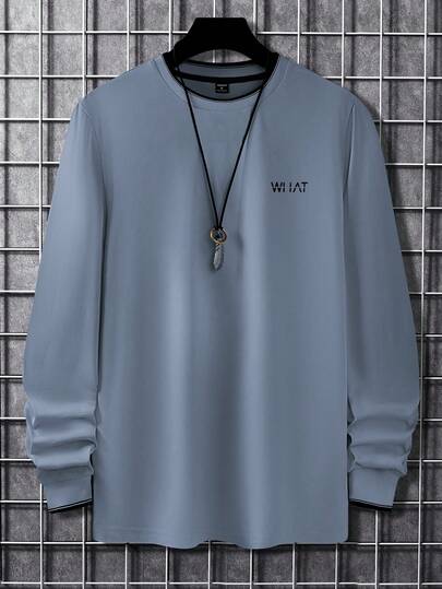 Manfinity Homme 男士撞色滚边圆领长袖休闲T恤