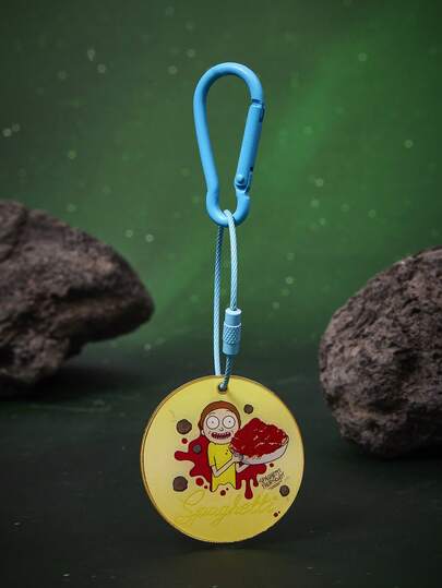 Rick and Morty X SHEIN 1个时尚锌合金滴油卡通系列可爱钥匙扣，奢华小众情侣休闲款，也适合包包装饰，适合派对、音乐会、节日等场合。