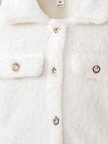 Sweetra Tween Girl Clean Long Sleeve Furry Collar Jacket - White - View 6