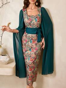 Al Najma New Spring/Summer Green Elegant Party Evening Dress For Women - Green - View 6