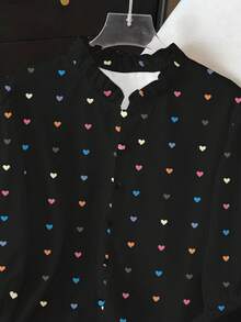 GlowEve CURVE Áo cánh tay đèn lồng họa tiết trái tim phong cách Pháp cổ điển thanh lịch dành cho nữ cỡ lớn, phù hợp để đi làm, mùa xuân/thu - màu đen - Xem 7