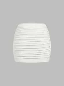 SHEIN EZwear 2pcs Plus Size Black Holiday Casual Skirt Set - Black and White - View 6