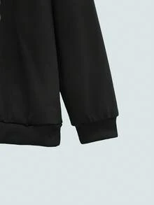 Modcrash 男士休闲宽松圆领卫衣，饰有熊头图案，芝加哥主题设计，适合秋冬春夏穿着 - 黑色 - 查看 5