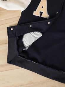 SHEIN Explorewe Tween Boy 羊毛面料连帽字母印花夹克，秋冬