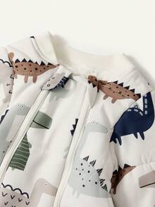 Cozy Pixies 1件婴儿睡袋，恐龙印花，长袖，加厚保暖，适合新生儿