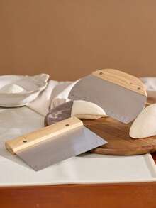 Cirelle 1pc Stainless Steel Flour Cutter With Wood Handle In Square Or Semi-Circle Shape - Apricot - View 2