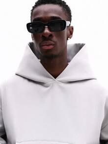 SUMWON Áo hoodie nam cỡ lớn có mũ in họa tiết ở lưng, có dây rút, túi giữa, mặc dạo phố thường ngày, mùa đông xuân - Xám - Xem 5