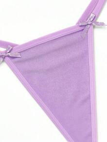 Heart Ring Linked Cut Out Sexy G-String - Purple - View 6