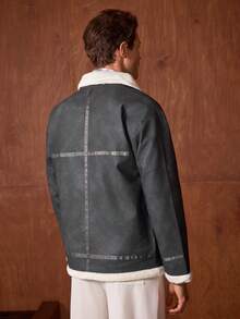 Officeau 男士 Old Money 保暖内衬拉链夹克，秋冬款 - 黑色 - 查看 2