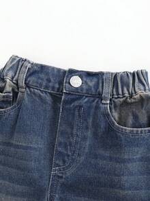 SHEIN 年轻女孩休闲舒适度假时尚街头可爱涂鸦印花水洗柔软做旧无弹宽松牛仔裤，轻薄夏季款