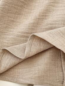 Souflis Souflis 男婴休闲多功能舒适雨衣套装，包含亚麻领长袖衬衫和松紧腰裤，适合通勤、上学、休闲、度假、婚礼等场合，尺码6个月至3岁，儿童服装，婴儿服装，幼儿衬衫，幼儿裤子 - 卡其色 - 查看 6