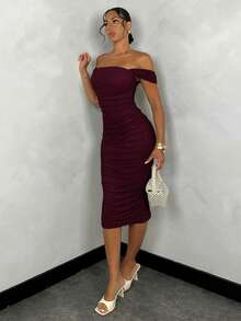 SHEIN BAE Green Dress Spring Break Cheap Clothes Summer Clothes Summer Dress Spring Dress Pastel Dress Beach Women Dresses Long Beach Dress Summer Maxi Dress - Maroon - View 4