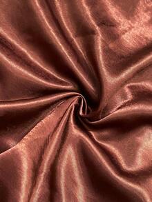 SHEIN Franclia 女士优雅缎面珍珠吊带裙，A 字廓形，适合通勤、派对和活动 - 咖啡棕 - 查看 3