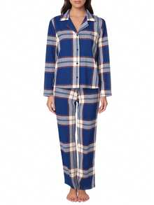 Tommy Hilfiger Women's Pajama Set Blue - Plaid Deep Indi - View 1