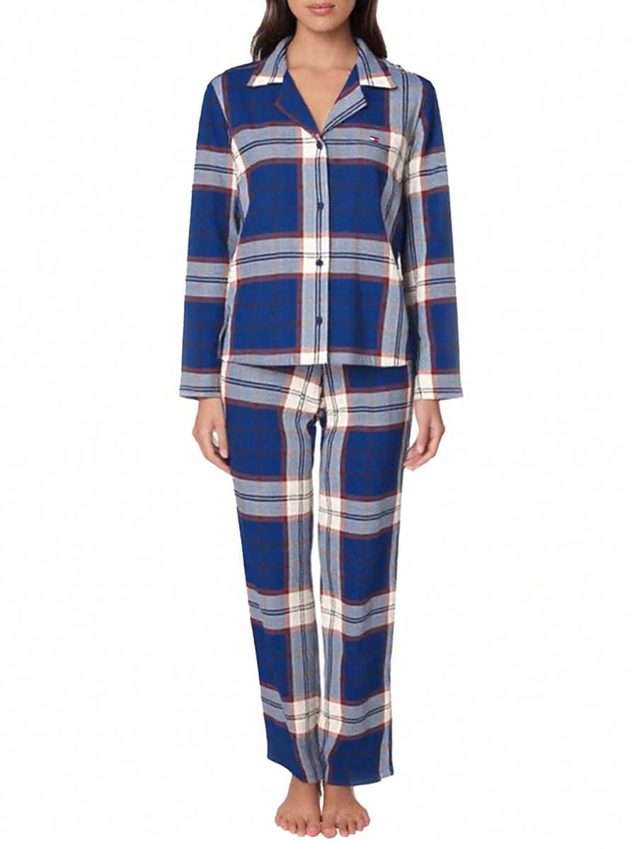 Tommy Hilfiger Women's Pajama Set Blue - Plaid Deep Indi - View 1