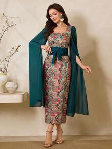 Al Najma New Spring/Summer Green Elegant Party Evening Dress For Women - Green - View 3