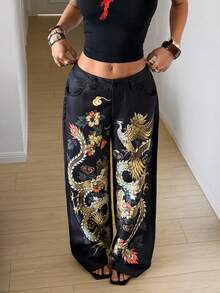 StreetHx 女士时尚个性化多色印花裤