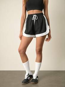 With My Calm 女士休闲宽松撞色运动短裤，春夏款