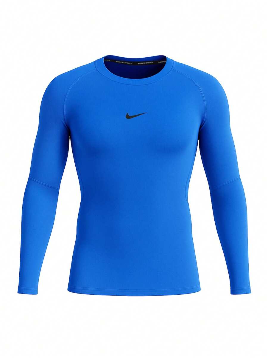 Nike Pro Men's Dri FIit Long-Sleeve Shirts Blue - Royal Blue - View 1