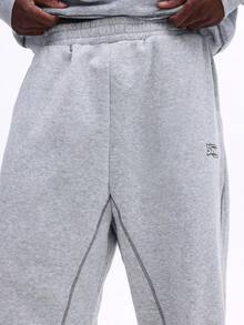 SUMWON Conjunto de sudadera con capucha y pantalones de chándal en tejido jaspeado con bolsillo central y detalles de cordón para uso casual en casa - Gris - Ver 7