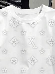 Manfinity Dauomo Geometric Pattern Fashion Digital Print Men's T-Shirt - White - View 3