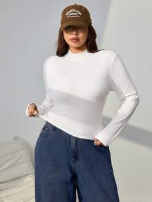 SHEIN EZwear 3 Stücke/Set Große Größen einfarbiges lässiges Rollkragen Langarm T-Shirt, Basic & vielseitig, Herbst/Winter - Verschiedenfarbig - Übersicht 11