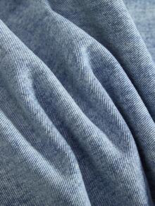 SHEIN ChillGRL 少女Y2K风格休闲宽松直筒水洗牛仔裤+基础款松紧腰+浅蓝色水洗牛仔裤，舒适面料，适合所有季节 - 淺色水洗藍 - 查看 3