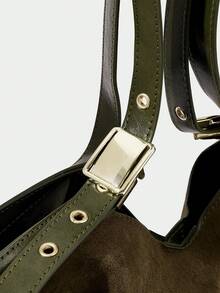 SHECARRY BOLSO DE MUJER GRANDE DE MODA, VERSÁTIL Y CASUAL - Verde Oliva - Ver 6