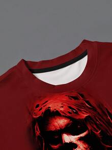 Manfinity LEGND Men's Fashionable Halloween Grim Reaper Print Long Sleeve T-Shirt, Suitable For Spring And Autumn - Multicolor - View 3