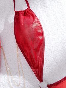 Fantasy Costume Sexy Series Shiny Halter Backless Lingerie Costume For Women - Red - View 3