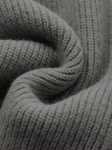 DAZY Cardigan à col roulé ample et unicolore à manches longues avec fermeture éclair pour femmes - Gris - Voir 4