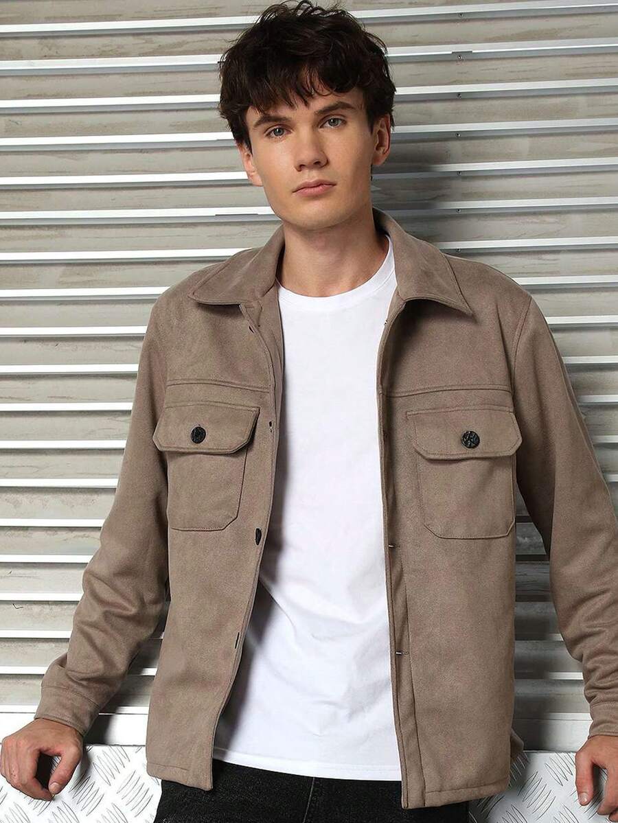 Logeqi® Hombres Chaqueta Casual Formal con 5 bolsos cortavientos de Color Cafe, Marrón, Blanco de hombre