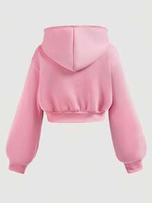 SHEIN Girlism TEENGIRL Pink Hooded Two Pieces Set, Zip-Up Jacket And Relaxed Fit Pants, Collegiate Style Outfit, Suitable For Back To School, Street Wear - Pink - View 8
