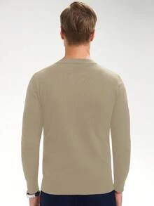 Manfinity Mode Maglione da uomo a girocollo tinta unita, a maniche lunghe, adatto per l'autunno e l'inverno