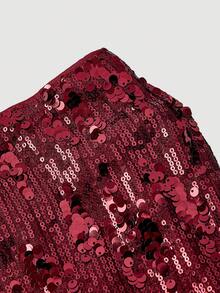 MOD Pantalones cortos de mujer negros glamorosos con adornos de lentejuelas, pantalones cortos de lentejuelas, pantalones cortos con brillo, pantalones cortos con brillo, Navidad, Año Nuevo, Fiesta, Acción de Gracias, Elegante, Fiesta, Baile de graduación, Falda brillante, Pantalones cortos de lentejuelas, Elegante para la noche de bodas, Pantalones cortos con brillo - Burdeos - Ver 3