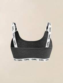 Velisys Conjunto de 3 piezas de sujetador deportivo con estampado de letras para mujer - Multicolor - Ver 3