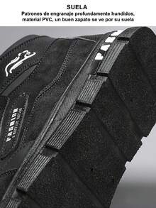 Moda Hombre Suela Gruesa Casual Sneakers,Tenis con cordones transpirables de punta redonda,Botas de montaña para hombre,Calzado de trabajo antideslizante de caña baja con diseño de monograma,senderismo zapatos casuales para,Botas de color sólido,Zapatos de reparación resistentes al aceite,Zapatos laborales resistentes a manchas y suciedad,apatos deportivos versátiles y multiusos adecuados para el trabajo, uso diario, viajes y construcción - Negro - Ver 8