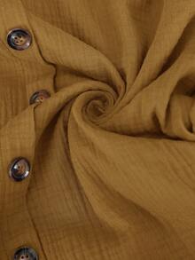 Brillora 女士休闲日常通勤简约百搭度假风纯色纽扣装饰斜插口袋宽松吊带连衣裙，夏季，卡其色连衣裙，休闲吊带裙，波西米亚风夏季连衣裙，夏季休闲连衣裙，女士度假连衣裙 - 棕色 - 查看 8