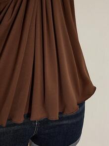 SHEIN ICON Plus Size Women's Black Twist Front Sleeveless Babydoll Knit Top, Y2K Style, Suitable For Graduation/Back To School Season, Summer Cute Tops - Chocolate Brown - View 9