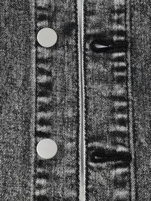 SHEIN Explorewe Áo khoác denim denim đơn giản, thoải mái, giặt xong, thiết kế chắp vá, áo hoodie đường phố thường ngày dành cho bé trai của Denimly - màu đen - Xem 3