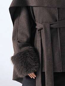 LYSMO 2025 New Arrive Minimalism Fall Winter Women's Elegant Shawl Collar Coat, Autumn/Winter Brown Coat Women Fall Coat Brown Coats,Women's Winter - Brown - View 8