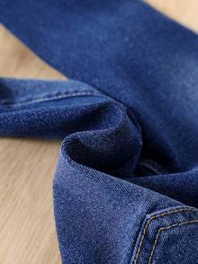 SHEIN Baby Boy Pocket Elastic Skinny Washed Casual Fashionable Jeans - Dark Wash - View 3