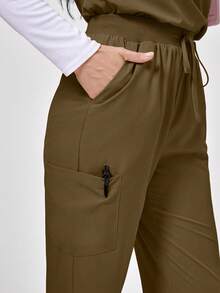 TaskEZ 1 Set V-Neck Short Sleeve Top And Pocketed Pants Scrub Uniform Casual - Green - View 8