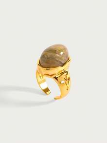 Glisma Nhẫn hở tối giản mạ vàng 18K, Trang phục, Phong cách Gothic/Gothic, Sang trọng cổ điển, Đính hạt, Trang sức phương Tây, Kim loại/Có họa tiết, Đá quý, Mùa thu/Đông, Dành cho mẹ/phụ nữ/bé gái/người mẹ, Cao cấp, Cổ điển, Hình chữ thập - Vàng - Xem 2